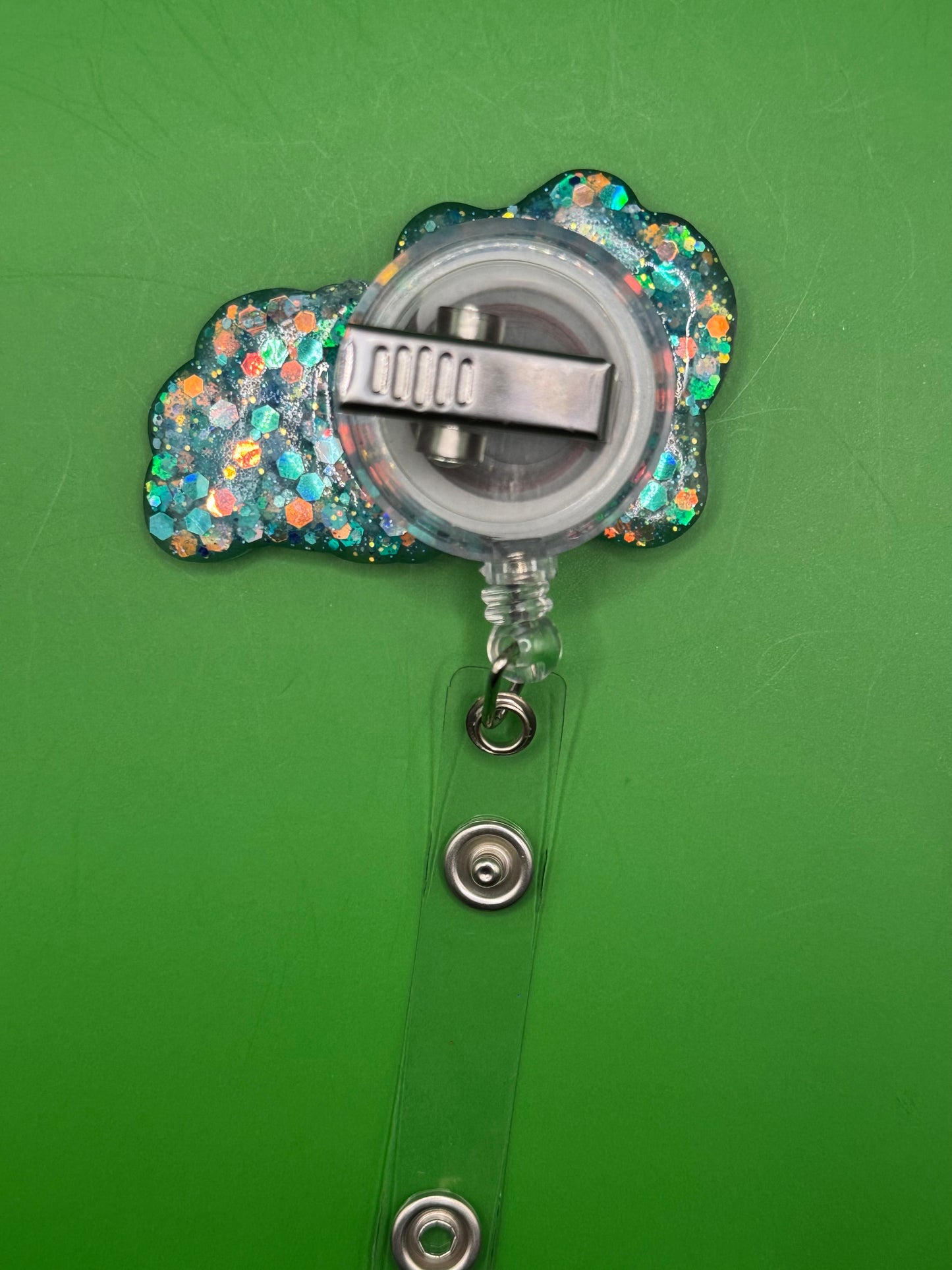 Angry Chihuahua “I Could Be Meaner” Badge Reel – Blue Glitter Glow-in-the-Dark